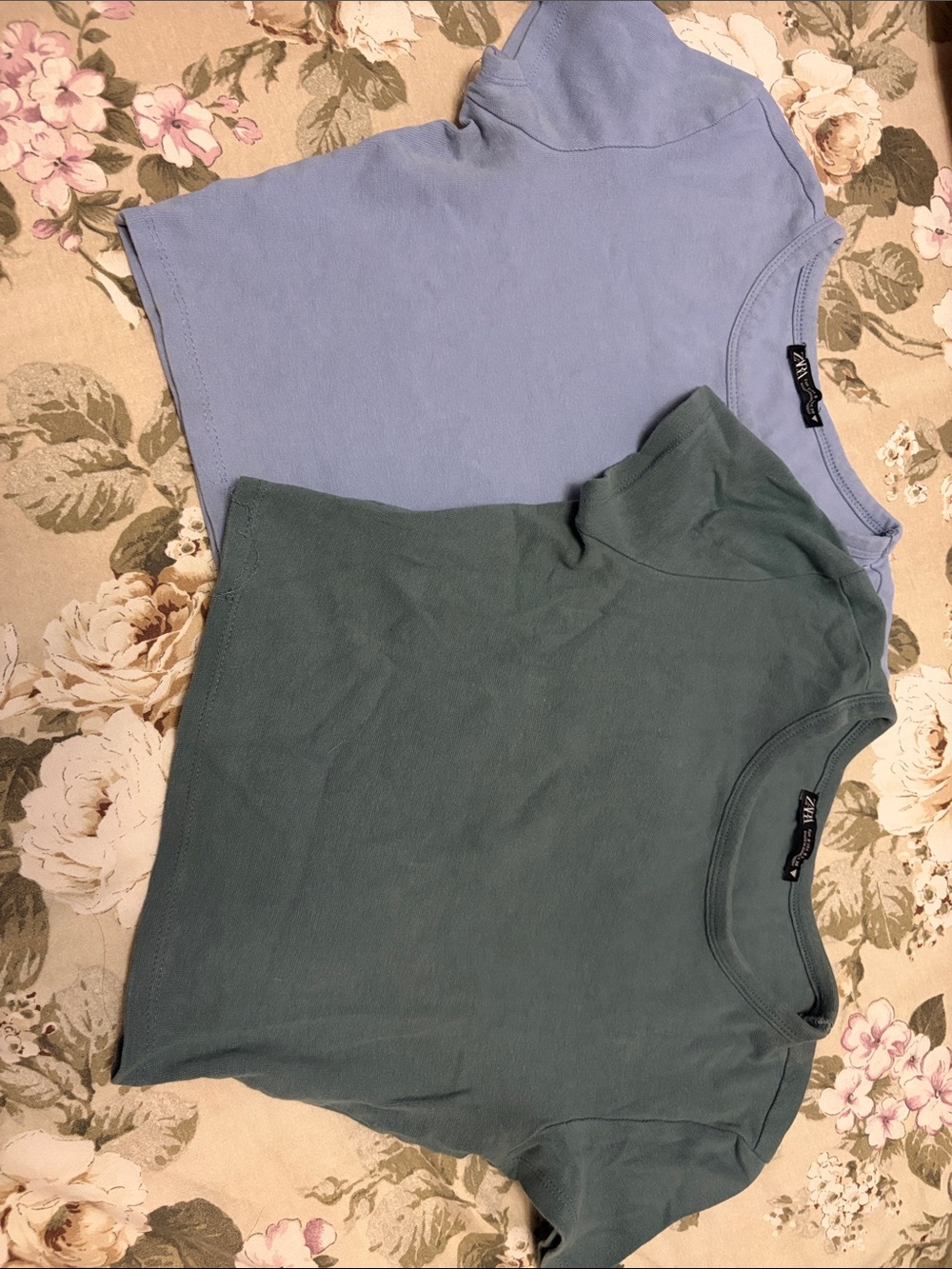 Zara Short Sleeve Tees in Light Blue & Teal Green